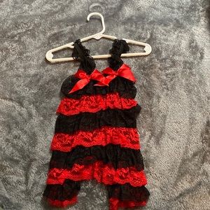 Black and red baby onesie